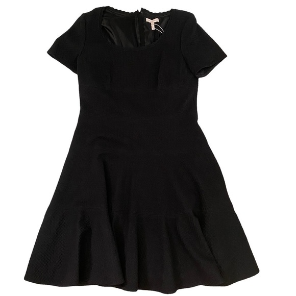 Rebecca Taylor Textured Fit And Flare Black Dress Sz 10 - Picture 11 of 12